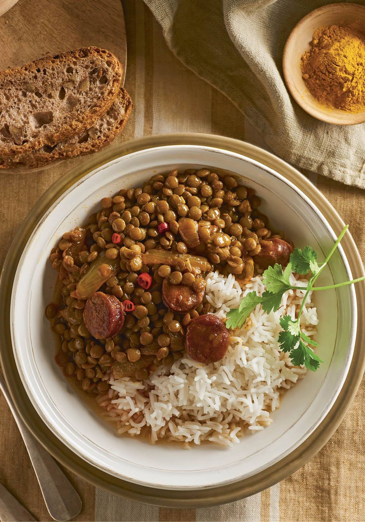 Lentejas Estofadas con Arroz