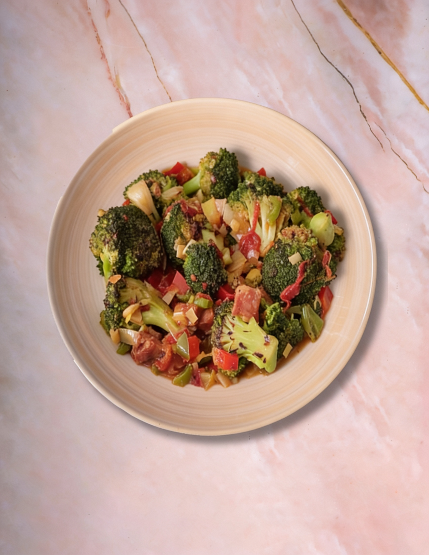 Brócoli con Ajitos y Pimientos Rojos